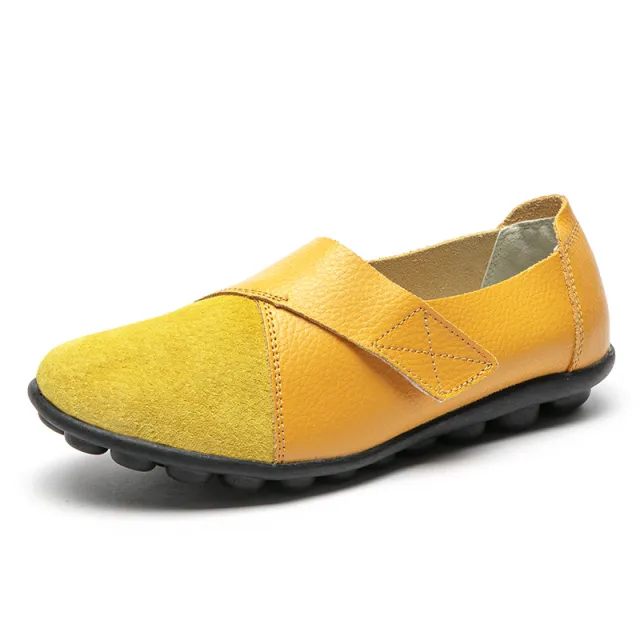 Women Loafers Patchwork Soft Sole Flat Shoes Yellow - Shop at LoveMi