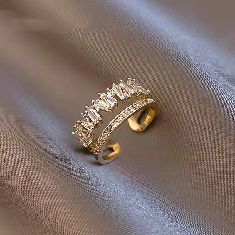 Small Zircon Double Layer Ring Female