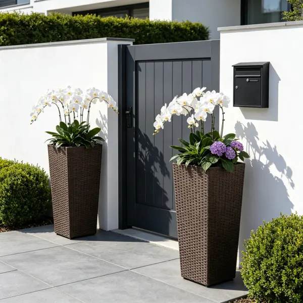 Set Of 2 Rattan Planters