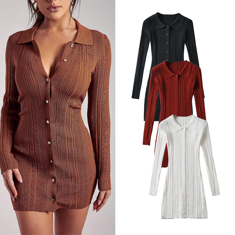 Women's Temperament Commuter Lapel Single-breasted Dress