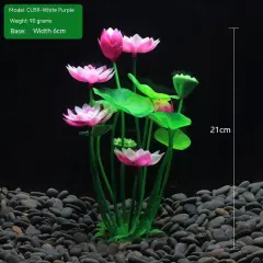 Fish Tank Landscaping Lotus Flowers Water Plants And Simulated Plants - White Purple - View 1