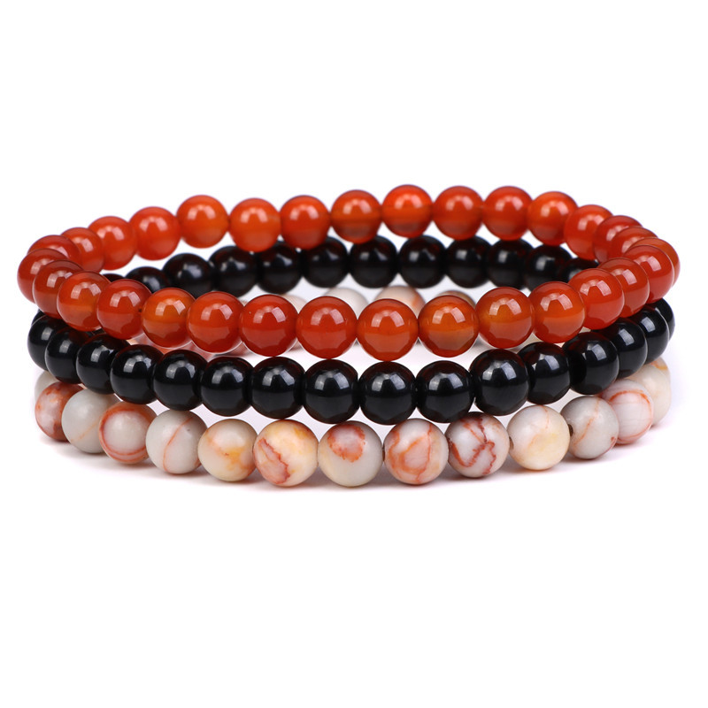 Natural  Agate Stone Combination Set Elastic Bracelet