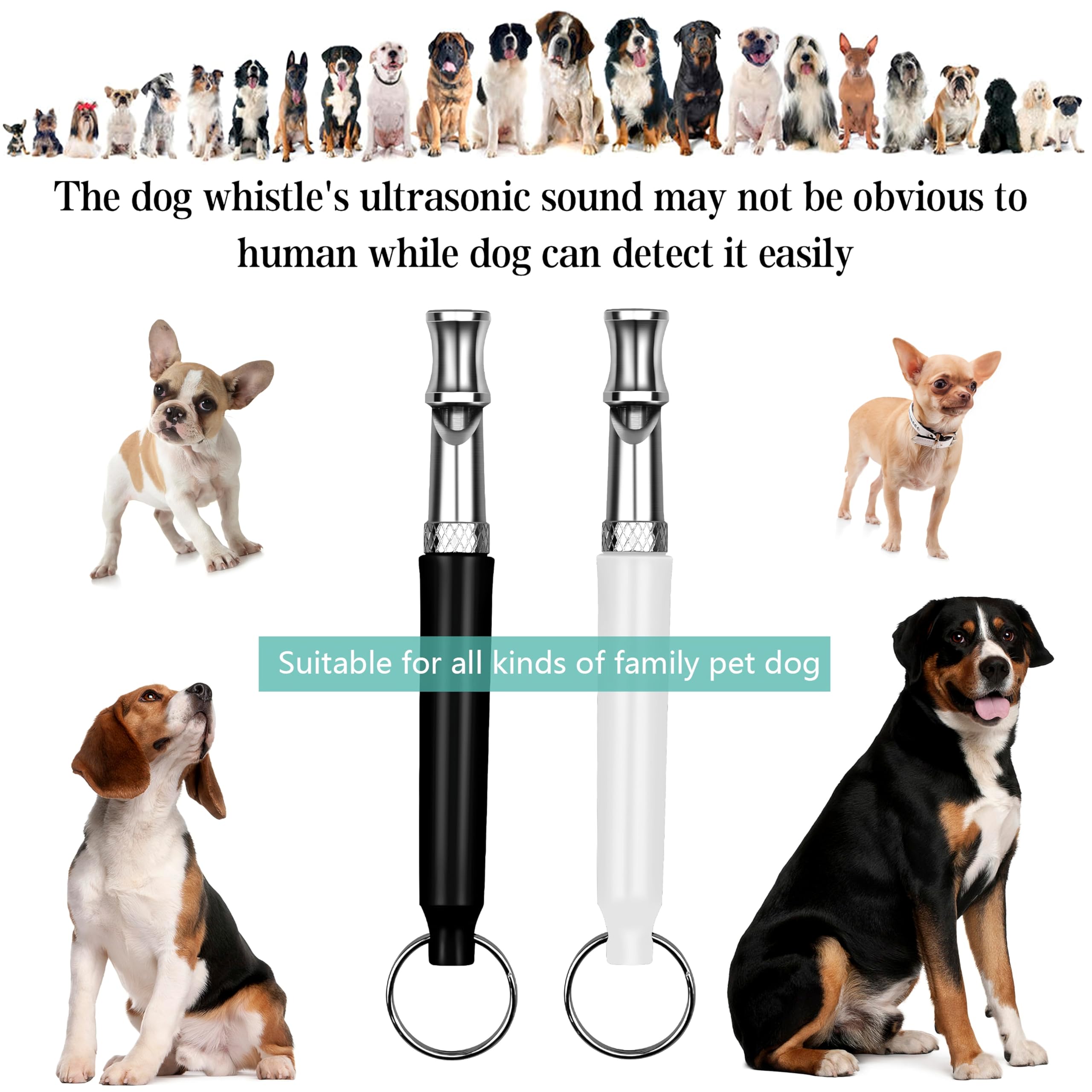 2 Pack Dog Whistle, Dog Whistle To Stop Barking Neighbors Dog, Adjustable Ultrasonic Silent Dog Whistle, Professional Recall Dog Training Whistles, With Lanyard — foto 7