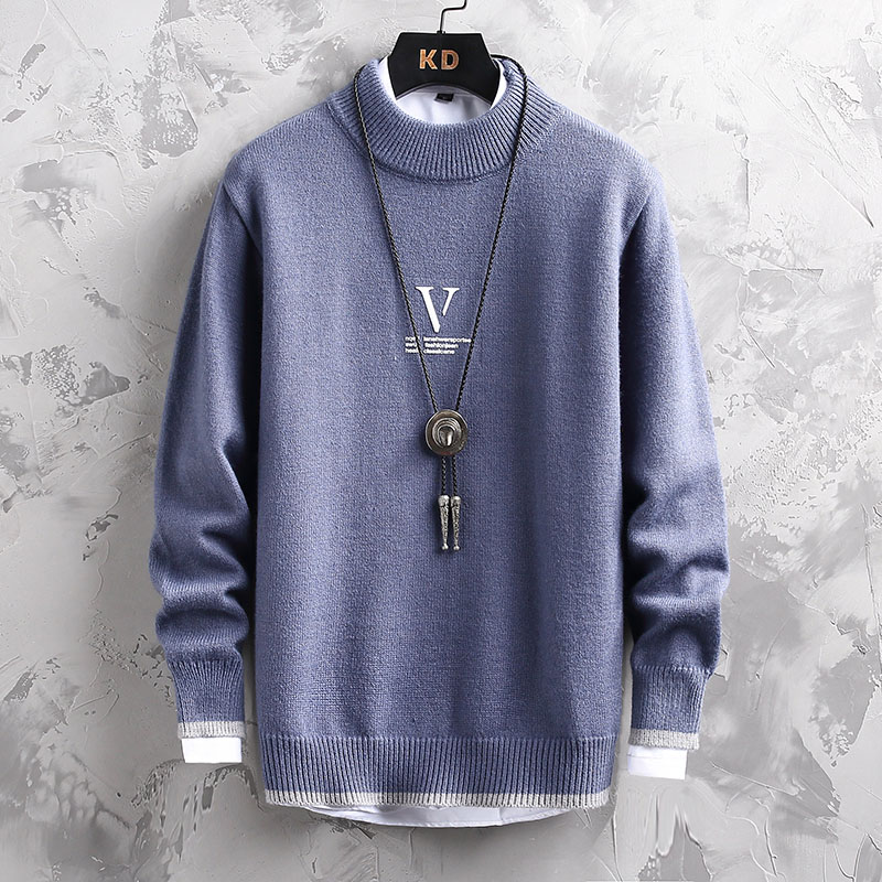 Fashion Half Turtleneck Sweater Men's Loose Long Sleeve Sweater