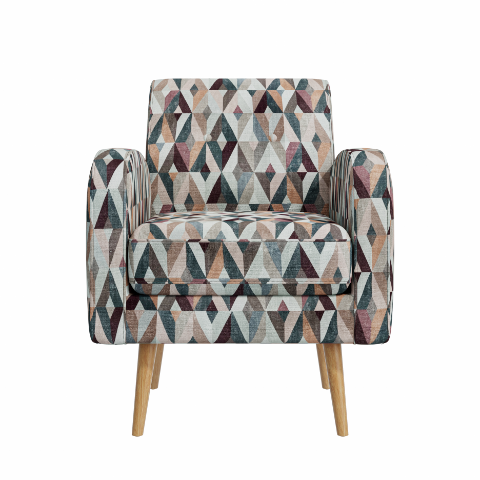 Darien Accent Arm Chair In Red And Tan Prism Pattern With Natural Solid Wood Legs — foto 6