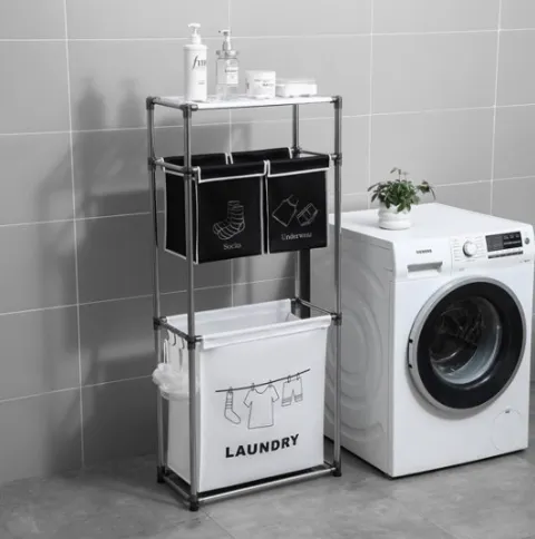 Laundry Basket 3-tier Sorter With 4 Removable Bags For