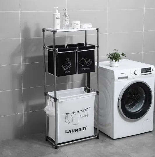 Laundry Basket 3-tier Sorter With 4 Removable Bags For
