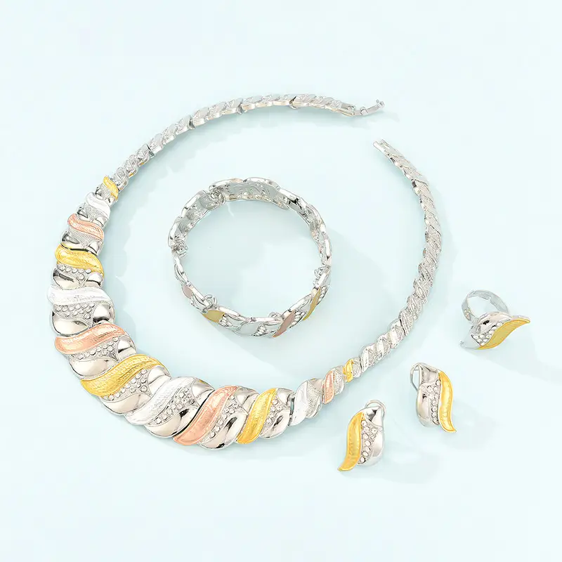 Fashion Simple Alloy First Necklace And Earrings Four-piece Set