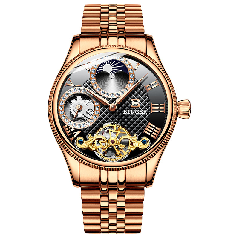 Men's Automatic Mechanical Skeleton Waterproof Stainless Steel Watch - Image 13