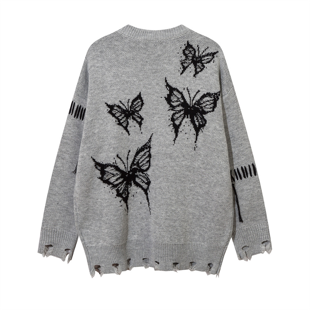 Title 11, Idle Style Butterfly Jacquard Round Neck Sweate...