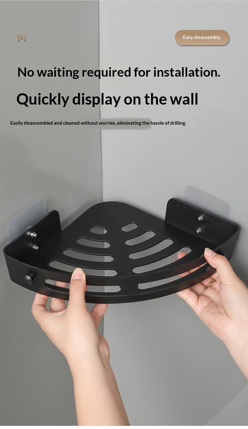 Bathroom Storage Rack, No-drill Suction Cup Wall-mounted Triangular Storage Unit For Bathroom Vanity. 2