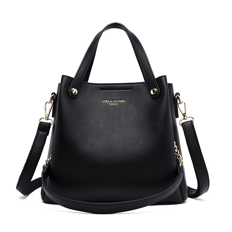 Women's Bag Korean Version Of All match Bucket Bag Fashionable Atmosphere Trendy Handbag Black - Shop at LoveMi