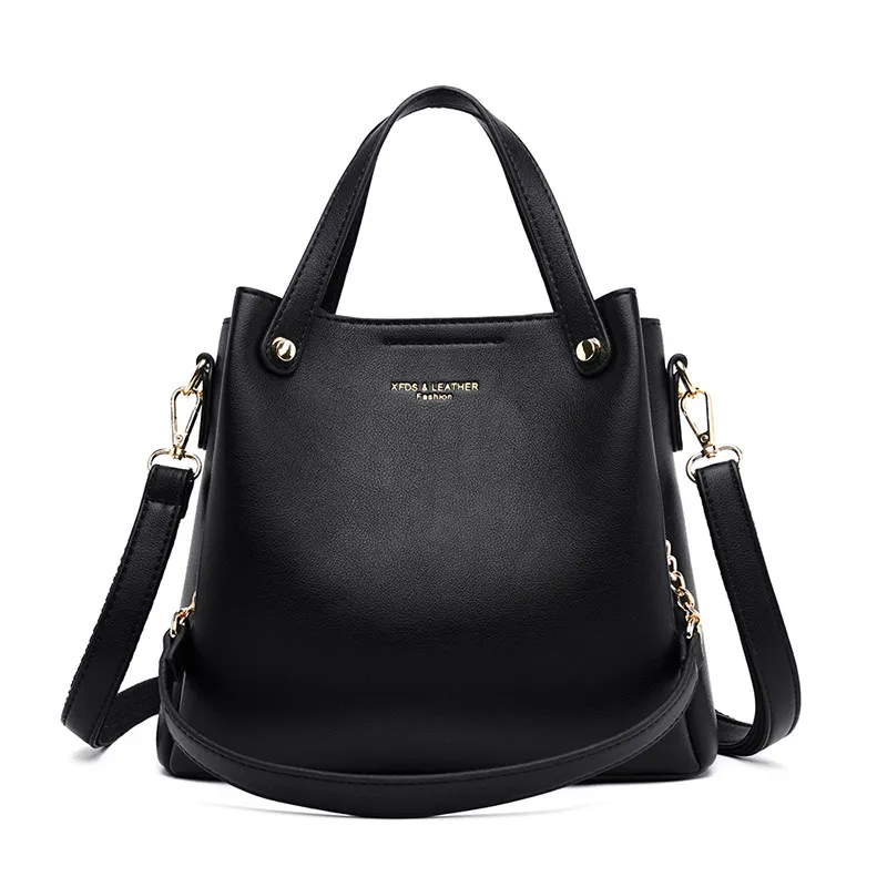 Women's Bag Korean Version Of All-match Bucket Bag Fashionable Atmosphere Trendy Handbag - Black