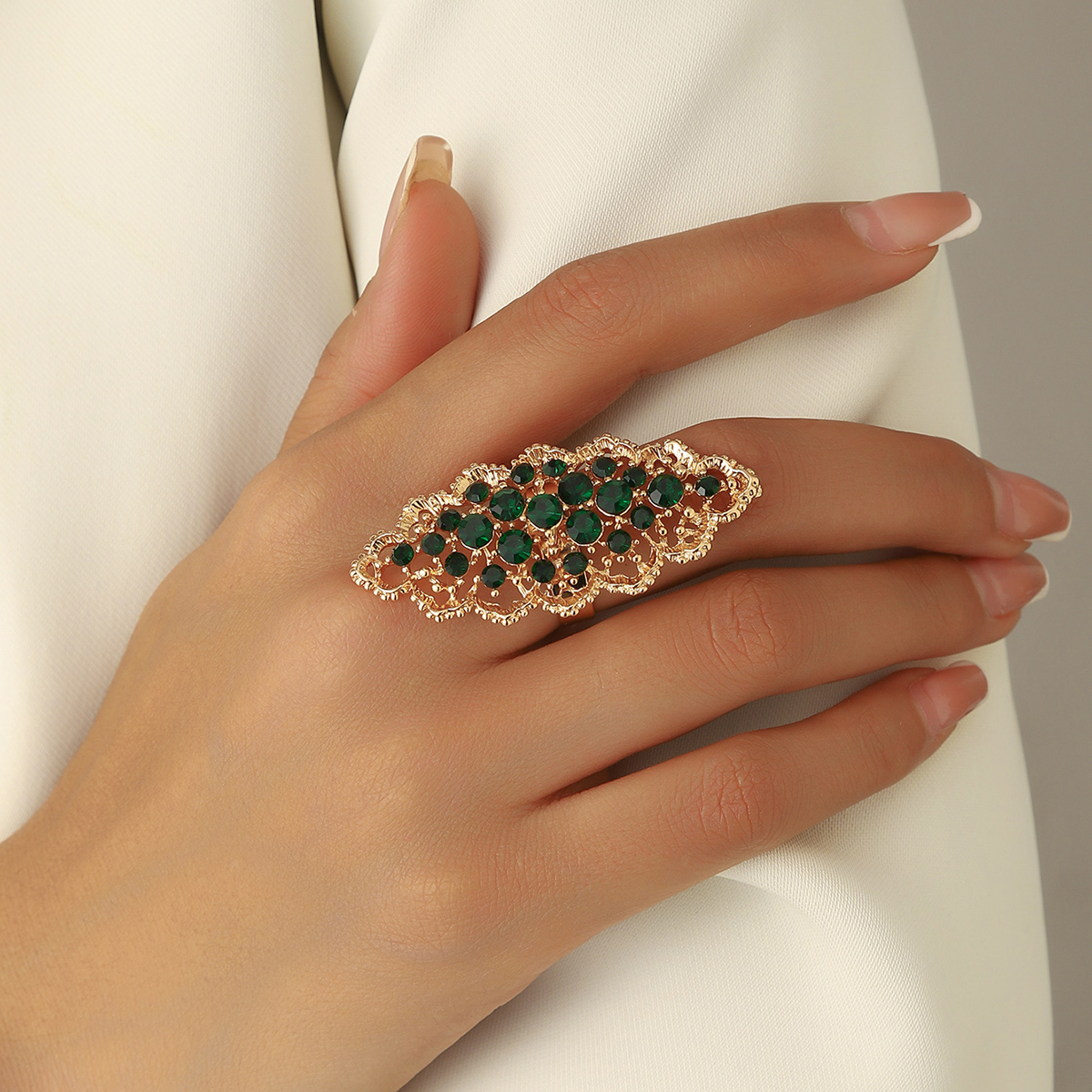 Fashion Personality Ring For Women Creative Minimalist Hollow Geometric Zircon-Embedded Open Adjustable Ring  Multi-Color Optional  Versatile For Daily Wear & Gifting