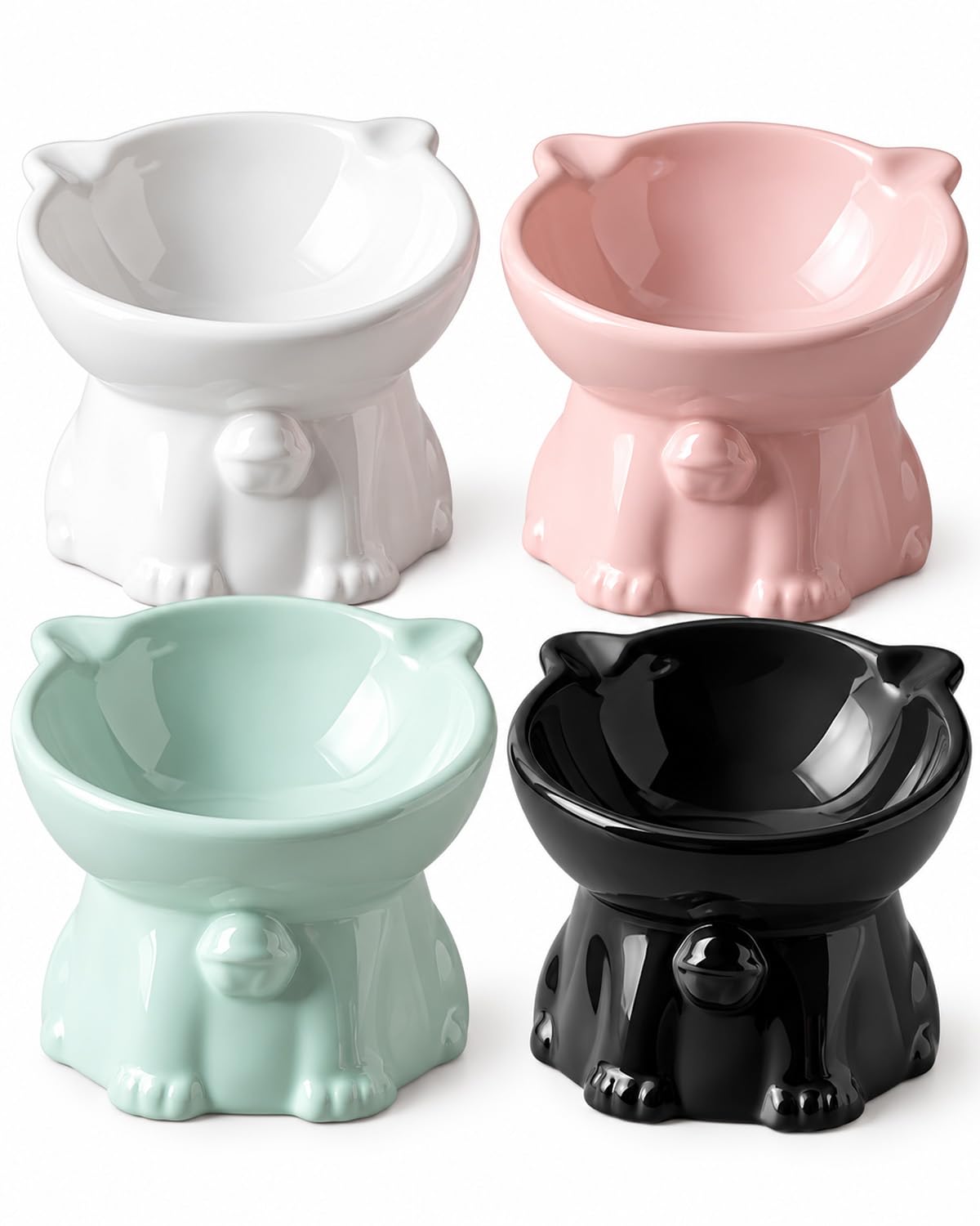 Boluri ceramice pentru pisici crescute la înălțime, boluri pentru pisici foarte mari 1 buc, farfurii cu mustăți puțin adânci pentru mâncare și apă, anti
