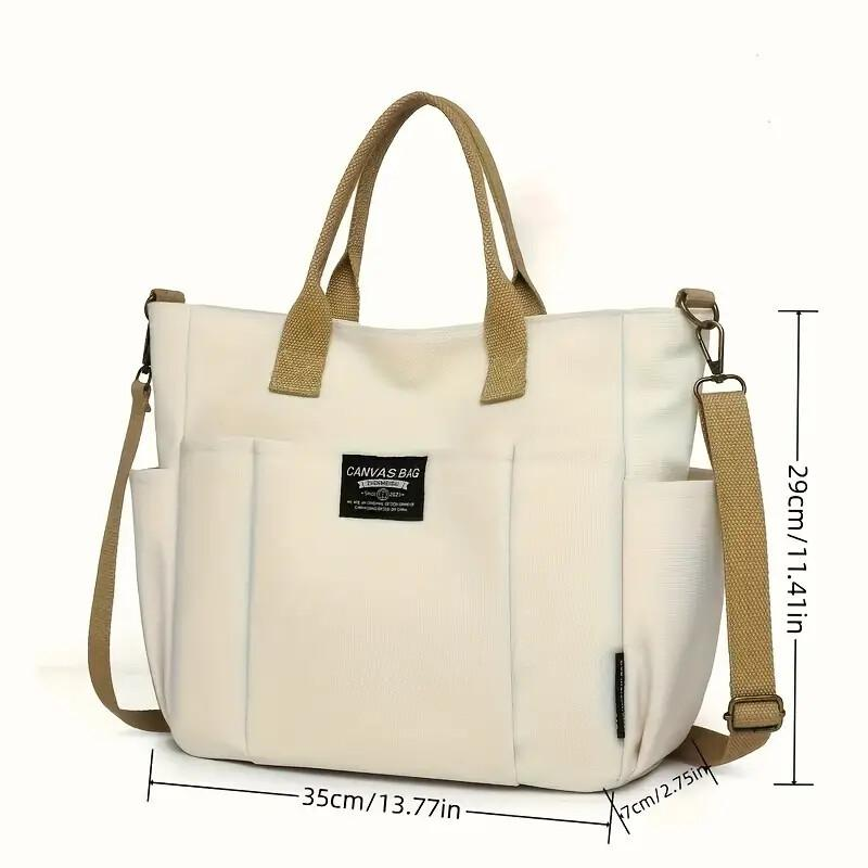 Only Self Pickup---Multi Pocket Tote Bag For Women, Retro Canvas Shoulder Bag, Versatile Crossbody Bag For Daily Use