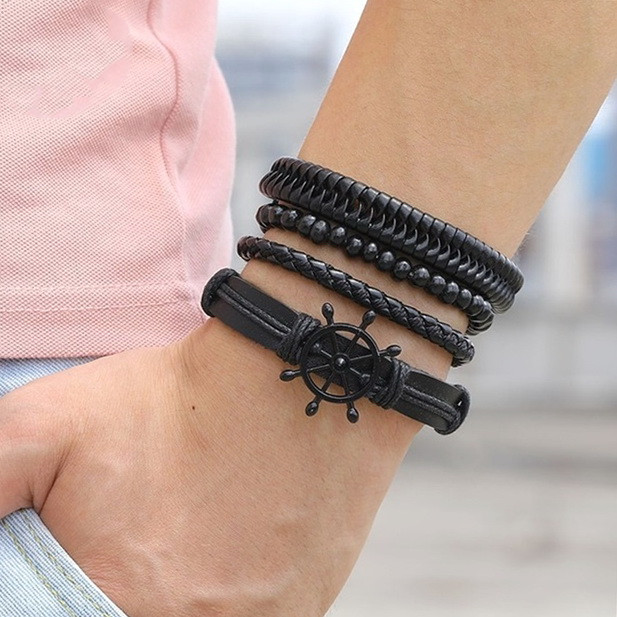 Vintage Leather Leaf Bangle Wristband Bracelet For Women Men - Jewelry & Watches