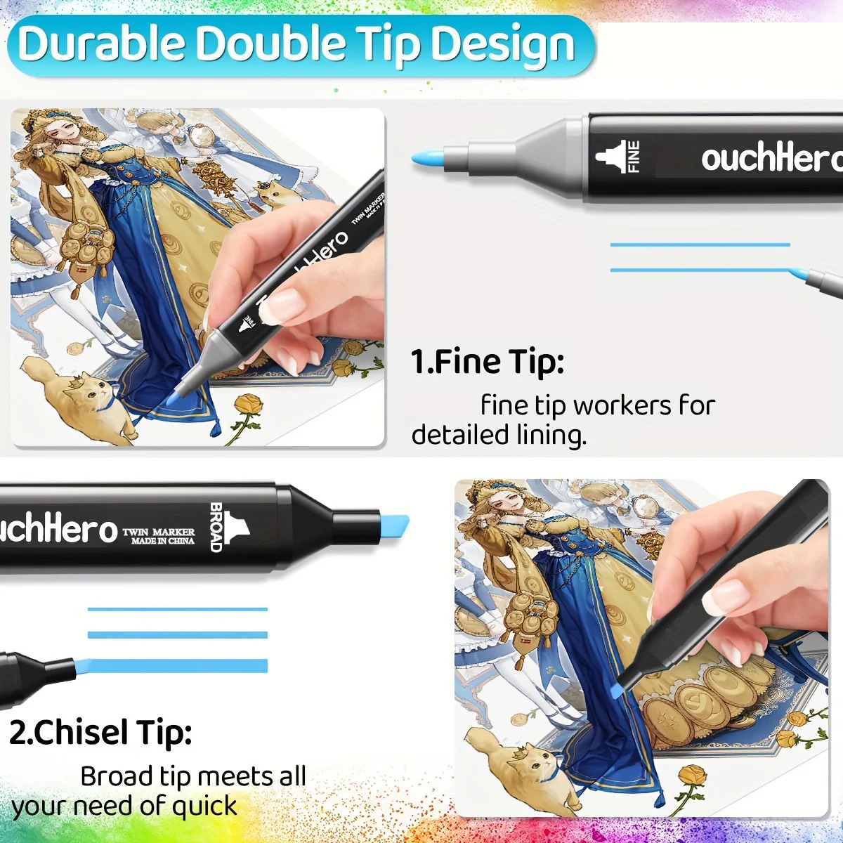 204 Color Dual-Tip Marker Set Quick-Dry Sketching Markers For Painting Drawing