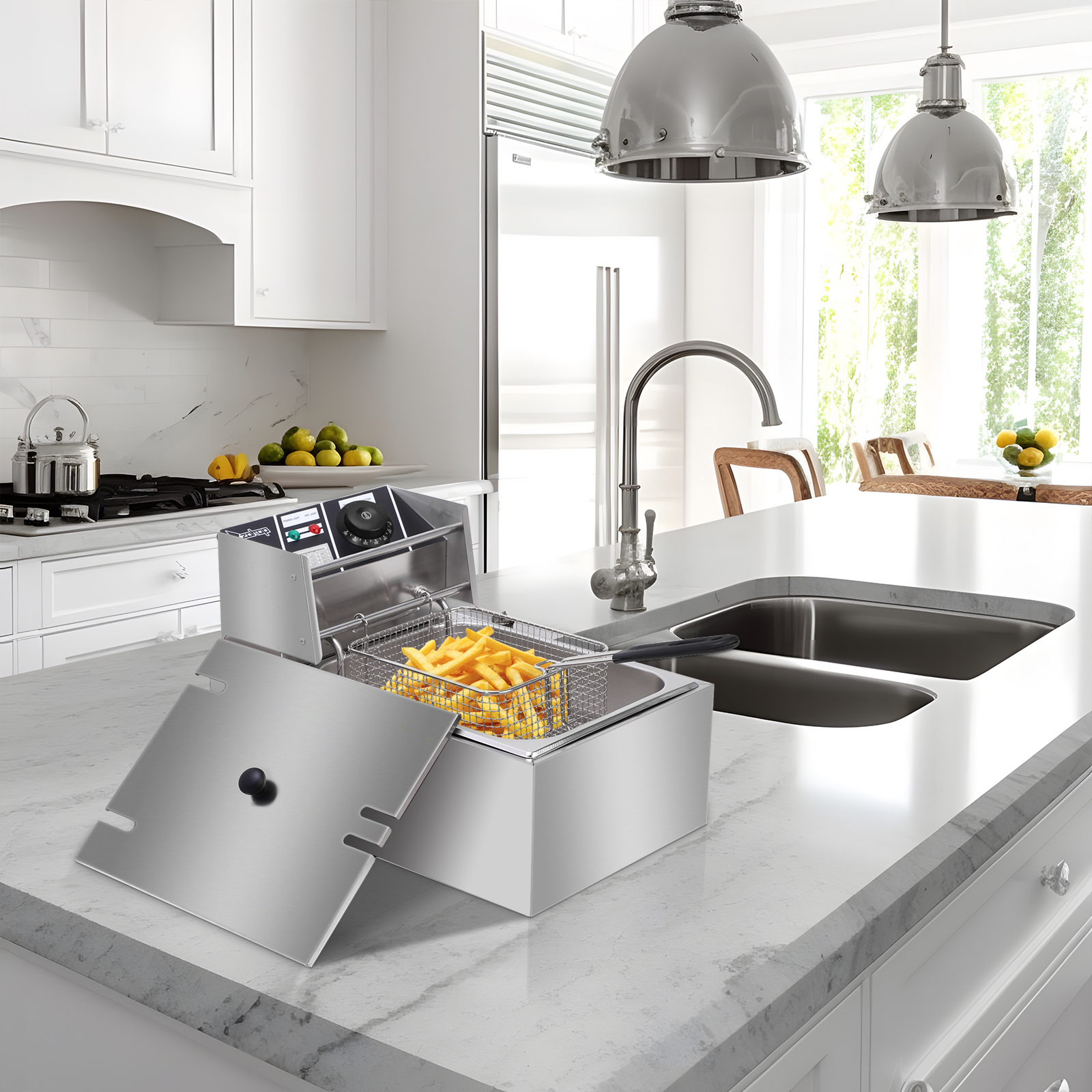 Electric Fryer Silver Stainless Steel Single Cylinder - Image 16