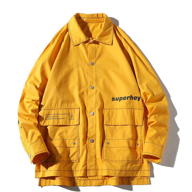 Casual Letter Print Long Sleeve Shirt Men's Jacket