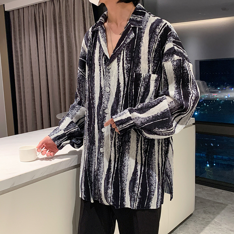 Men's Retro Trend Loose Striped Shirt