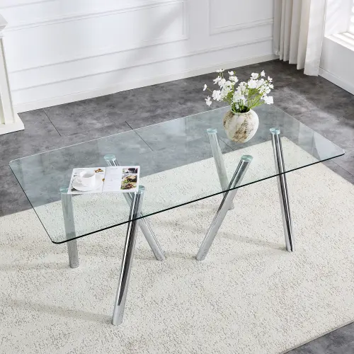 71-Inch Tempered Glass Dining Table