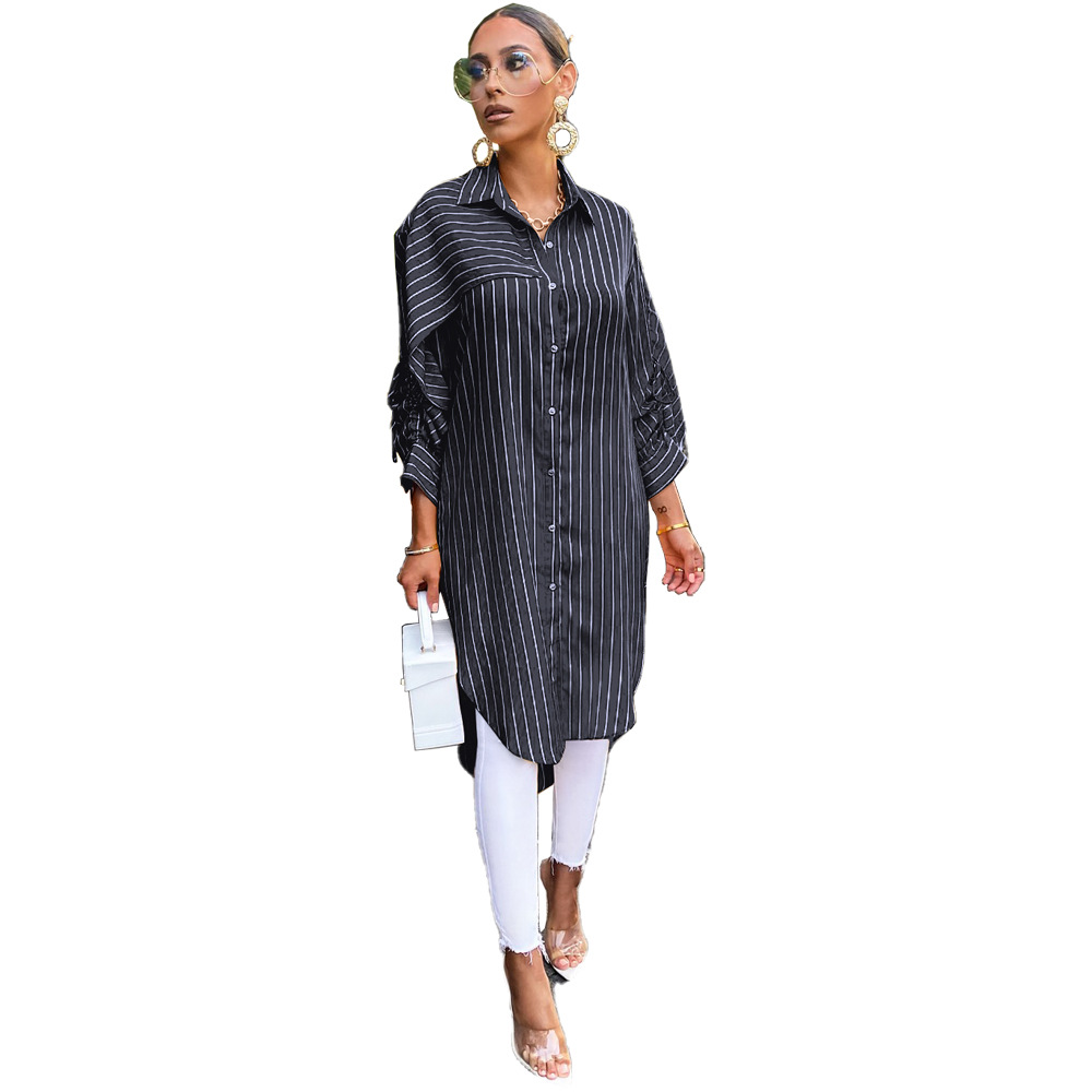 Title 8, Striped Shirt Loose Long Thin Coat Choose Top