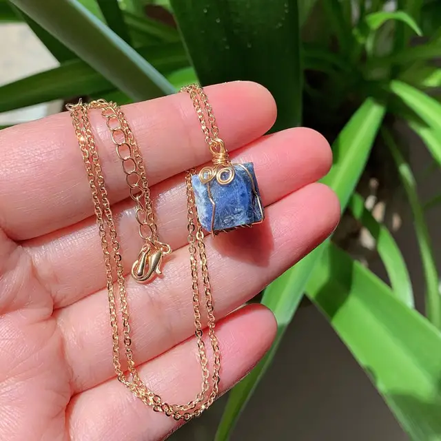 Natural Stone Pendant Necklace Small Rock Quartz Pendulum Am