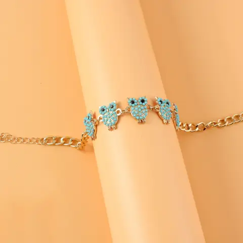 Vintage Alloy Owl Pendant Anklet