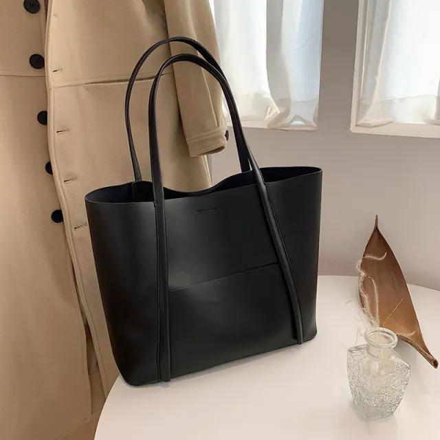 Large capacity Versatile One shoulder Commuter Tote Bag Black - Shop at LoveMi