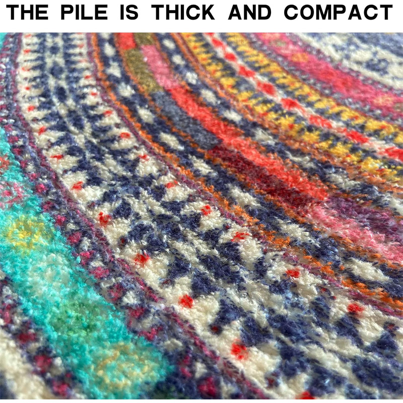 Bohemian Vintage Semi Circular Carpet, Half Round Door Mat,Semi Circle Bathroom Floor Rug,Mandala Boho Bohemian Non-Slip Welcome Entrance Way Absorbent Bath Mat — foto 4