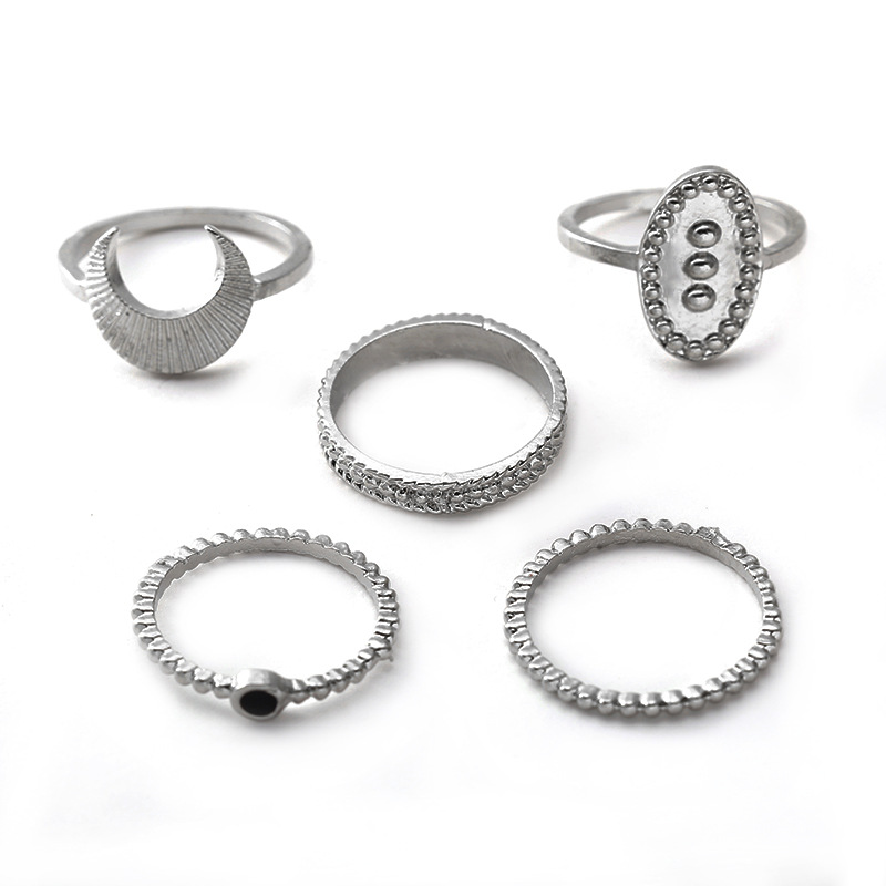 Fashion Moon Ring 5 Piece Set Combination