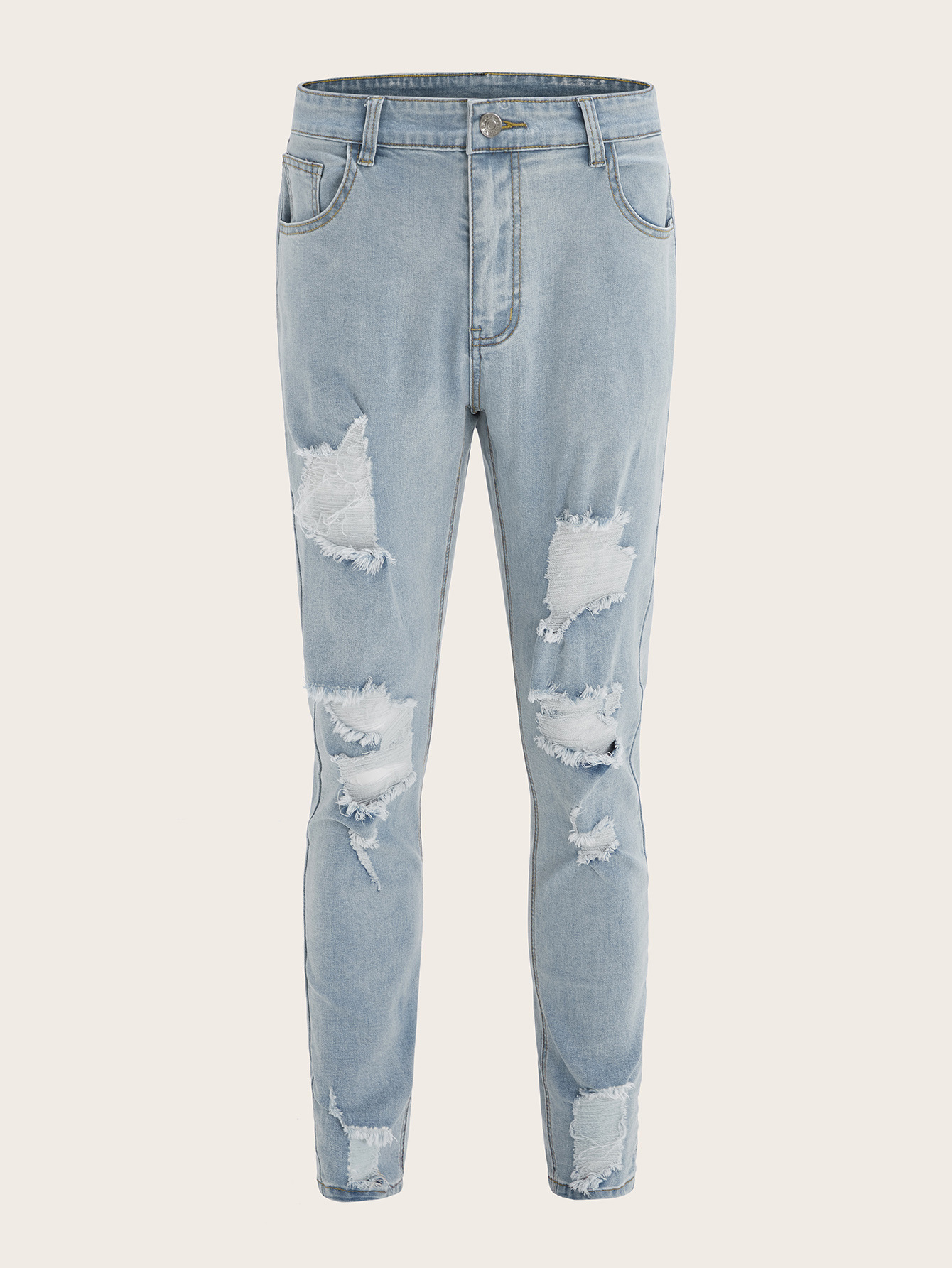 Title 4, Pantaloni in denim skinny raschiati slim fit da...