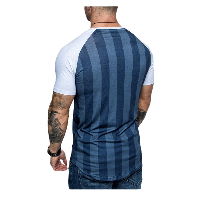 Title 2, Summer mens striped short-sleeved T-shirt Ragl...