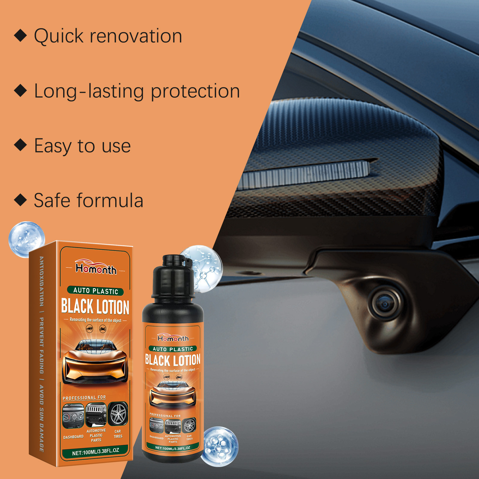Homonth Automotive Plastic Refurbishing Agent, Interior Accessory Stain Cleaner, Plastic Refurbishing Agent 2