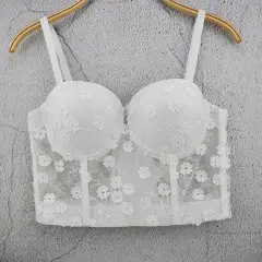 Inner Flower Lace Solid Colour Vest Vest Top Four-leaf Flower Spring And Summer Small Sling - White - View 1
