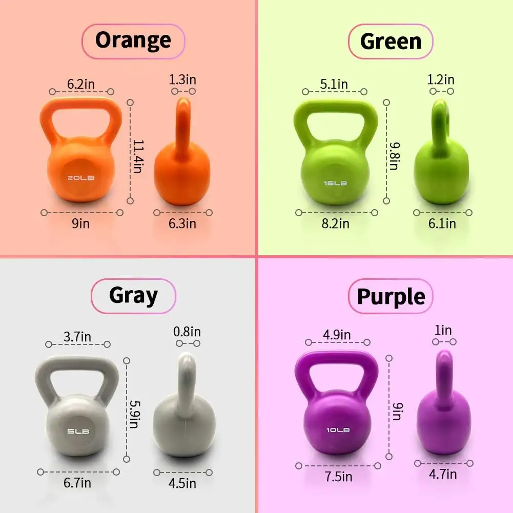 15lbs Kettlebell Set, Strength Training Kettlebells Weight Set For Women, Vinyl Coated Kettle Bell For Home Gym Workout Weight Lifting Equipment, Comfortable Gr