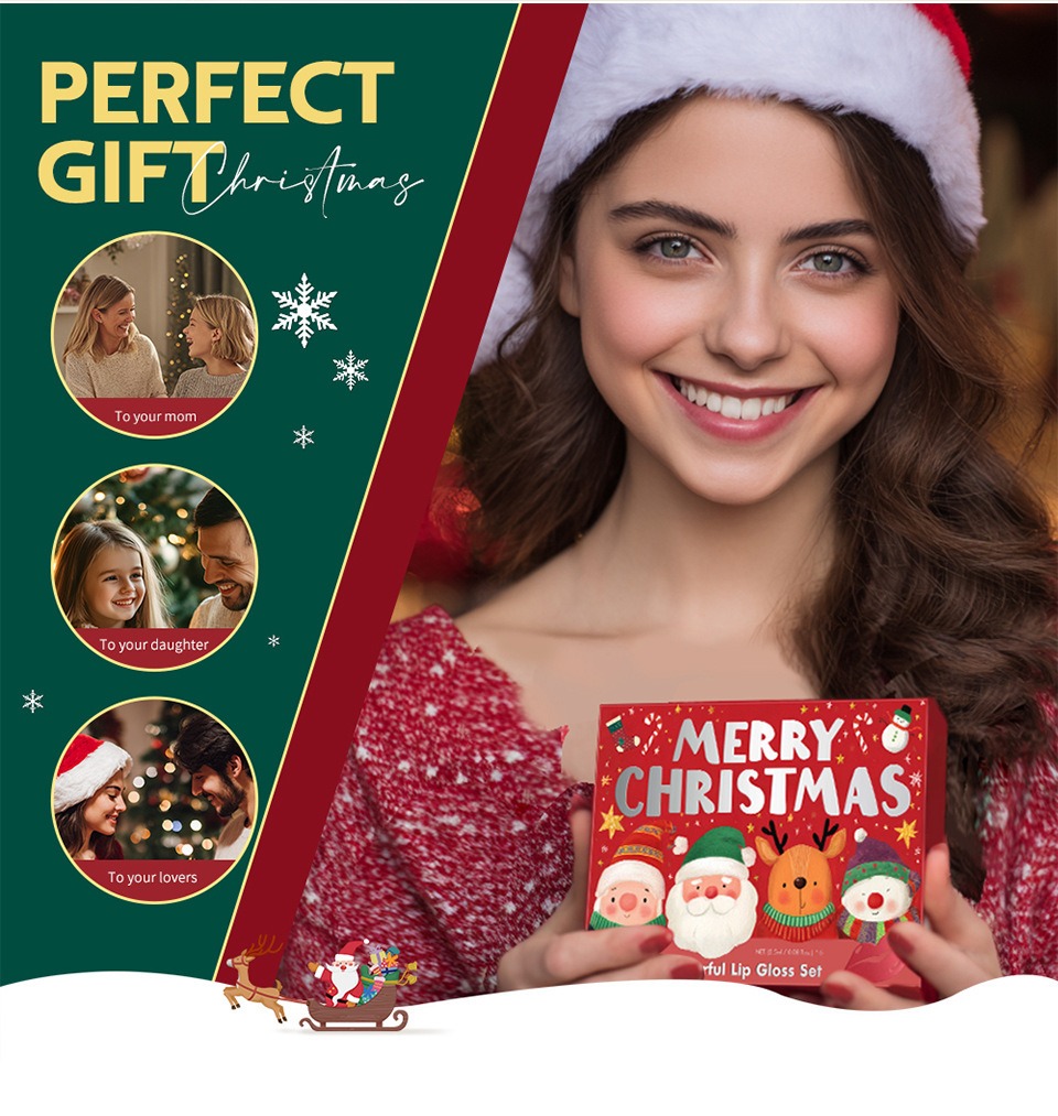 Christmas Gift Christmas Lip Gloss Set 6-Piece Red Matte Velvet Lip Gloss
