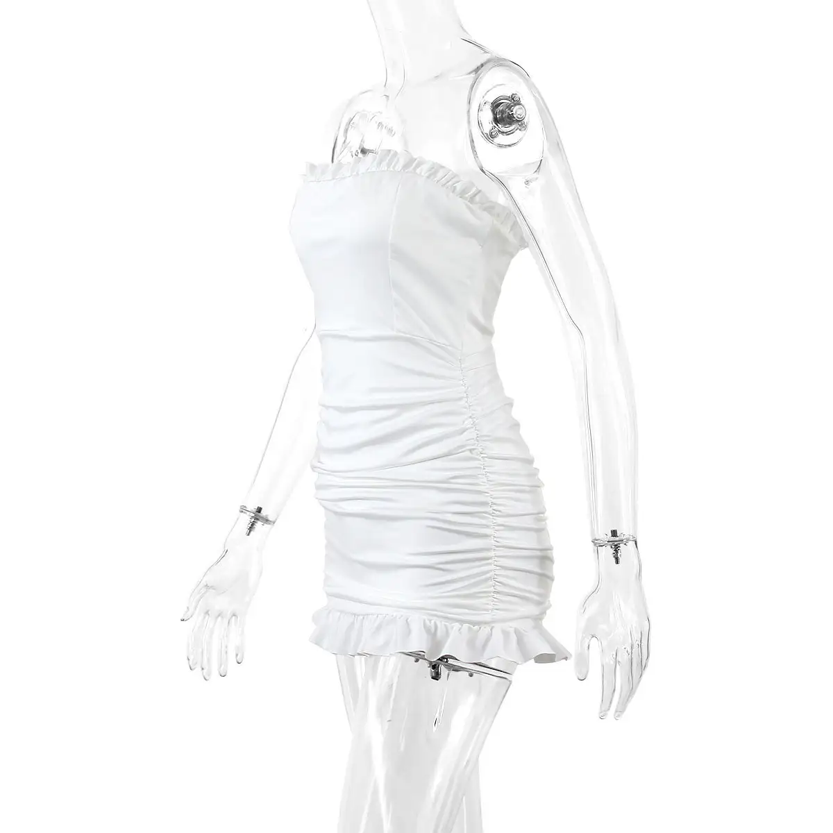 Women's Pleated European And American Summer Wrap Chest Ruffled Hip Dress