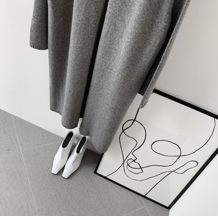 Niche Design High Neck Pullover Loose Casual Split Over The Knee Long Sweater Sweater Women