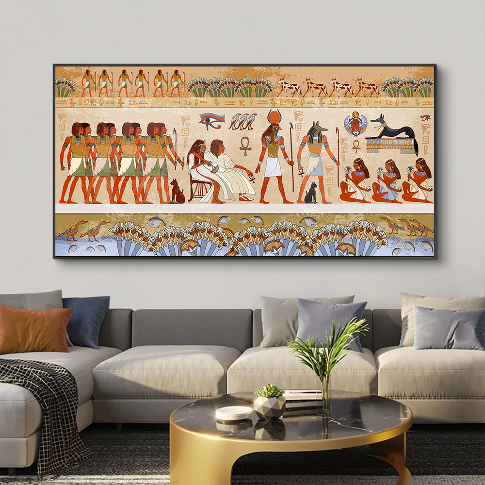 Vintage Ancient Egyptian Pharaonic Rituals Printed On Canvas