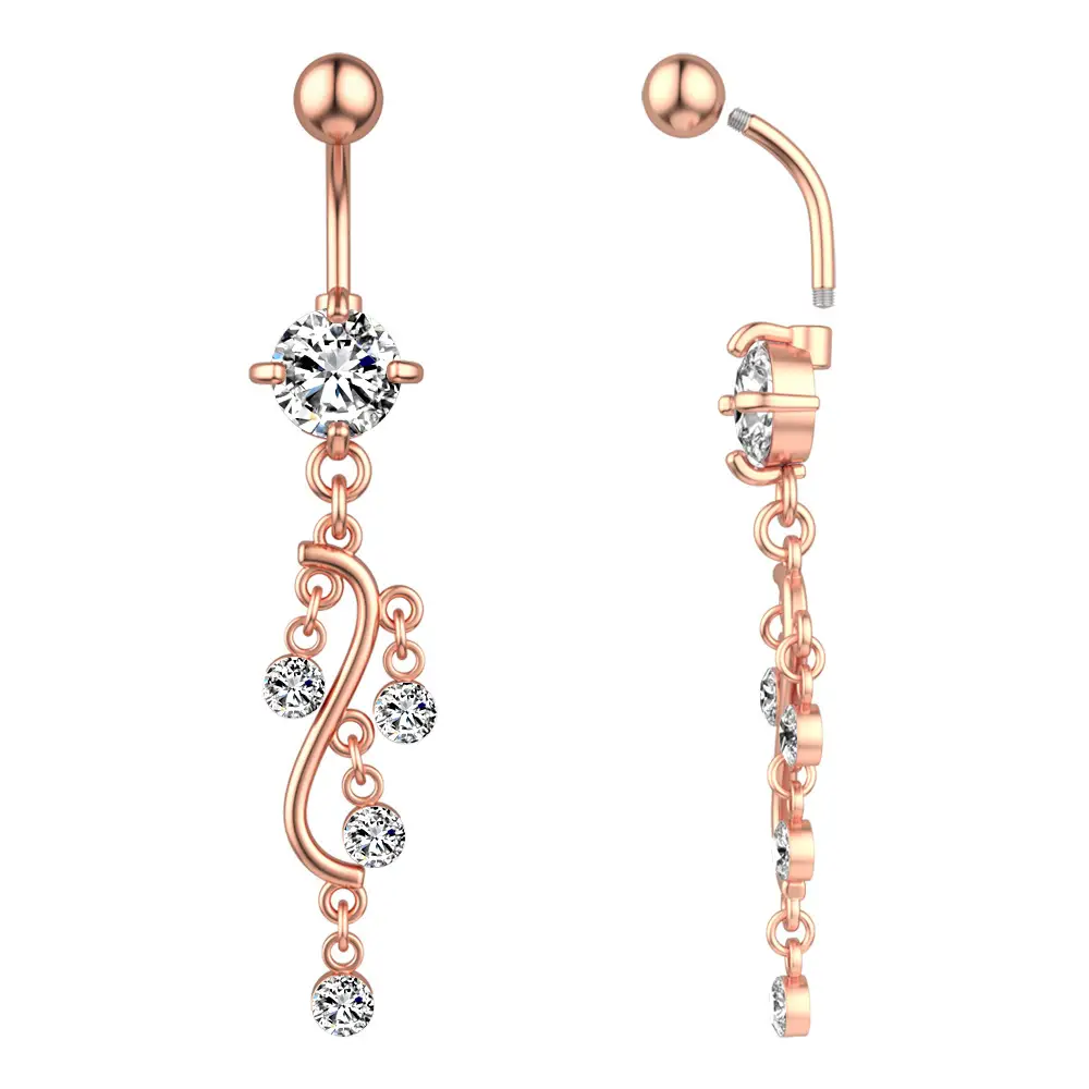 S-shaped Zircon Belly Button Ring Belly Button Nail Piercing Jewelry