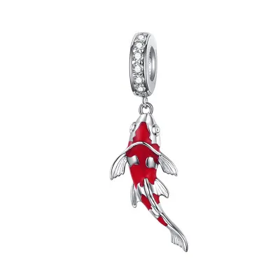 Sterling Silver Bracelet Beaded Lucky Cat Lantern Pendant Fish - Shop at LoveMi