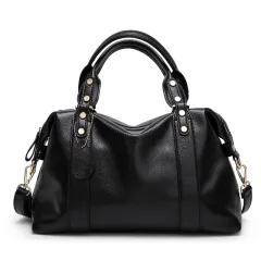 Fashion Boston Shoulder Bag Women's Handbags Retro Rivet Design Personalised Crossbody Bags - Black - View 1