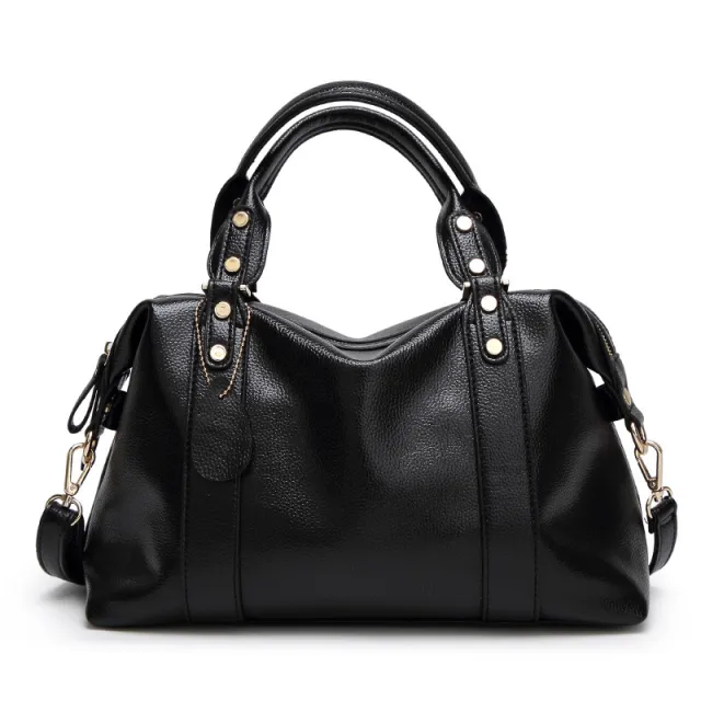 Fashion Boston Shoulder Bag Women's Handbags Retro Rivet Design Personalized Crossbody Bags Black - Shop at LoveMi