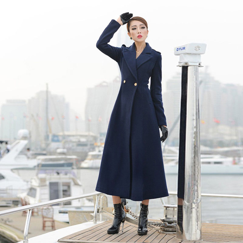 Women's Suit Collar Double-breasted Woolen Coat