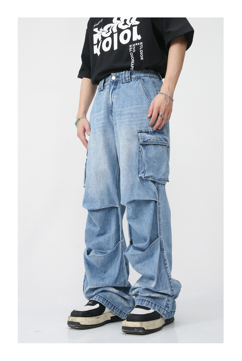 Four Seasons New Hip Hop Trend Gongda Workwear With Pocket Jeans
