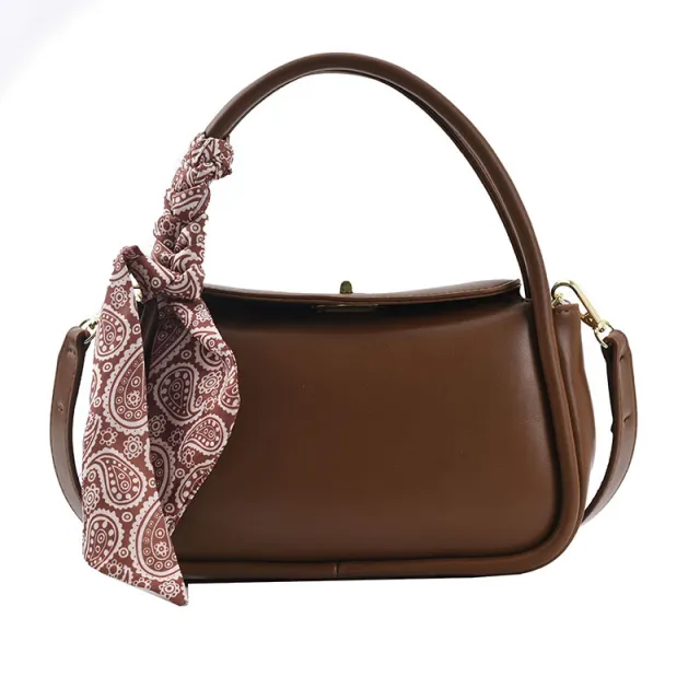 Pure Color Silk Scarf Printed Trendy Handbags Brown - Shop at LoveMi