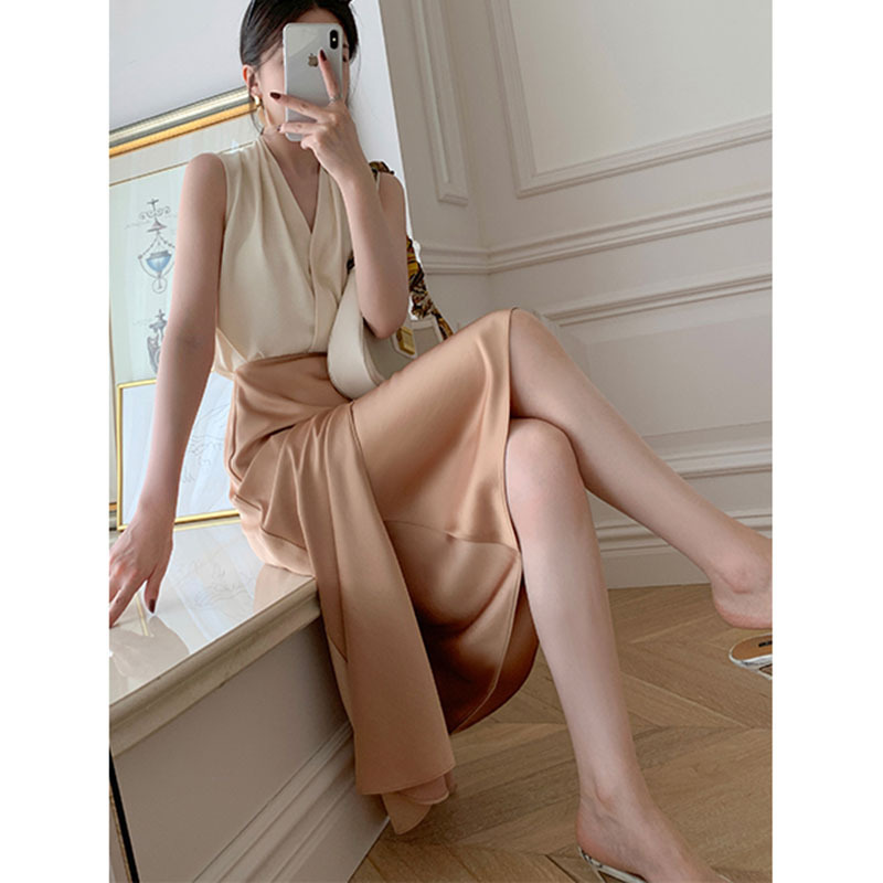 Women's Skirt With Irregular High Waist Was Thin