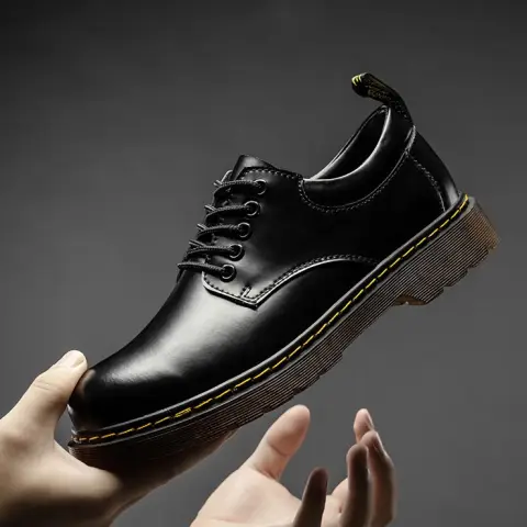 Low Top Big Head Black Working Wear Martin Shoes